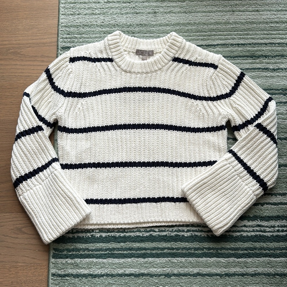 J. Crew heritage cotton fisherman crewneck sweater in stripe - Picture 2 of 7